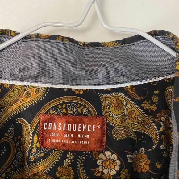 CONSEQUENCE Western paisley button down shirt Mens size M - Picture 4 of 9